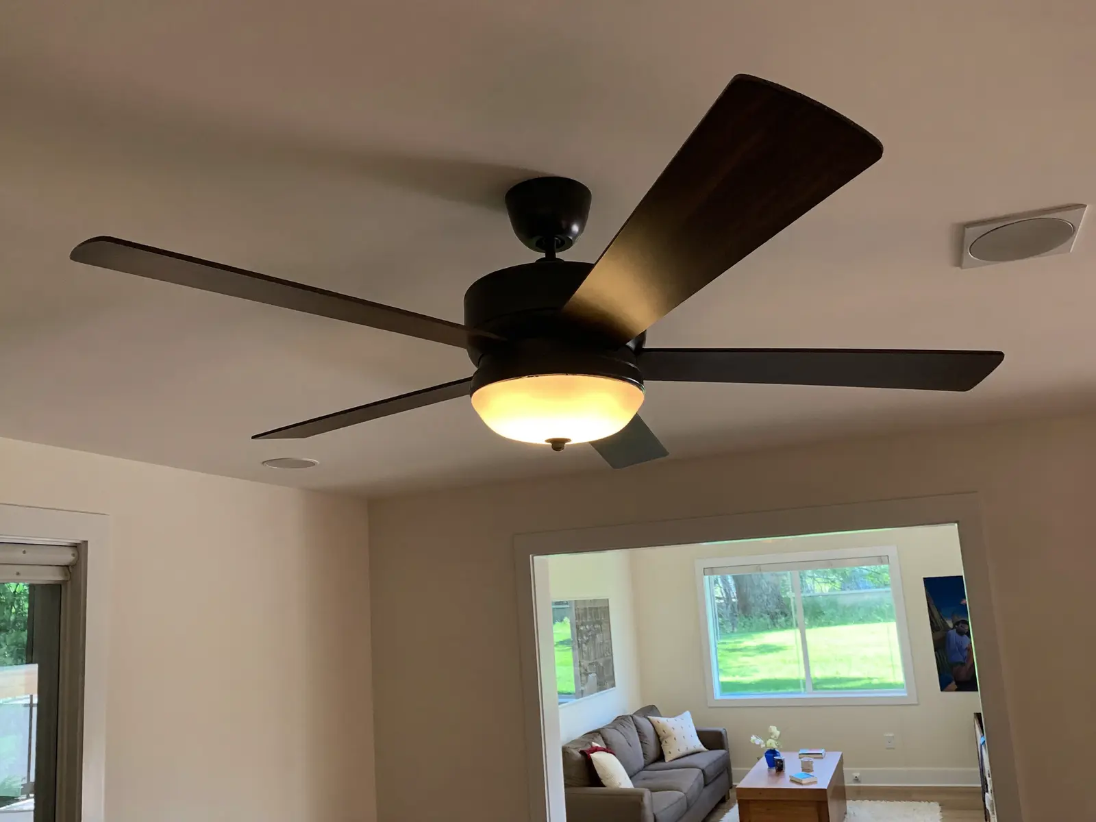 Modern ceiling fan with integrated LED light