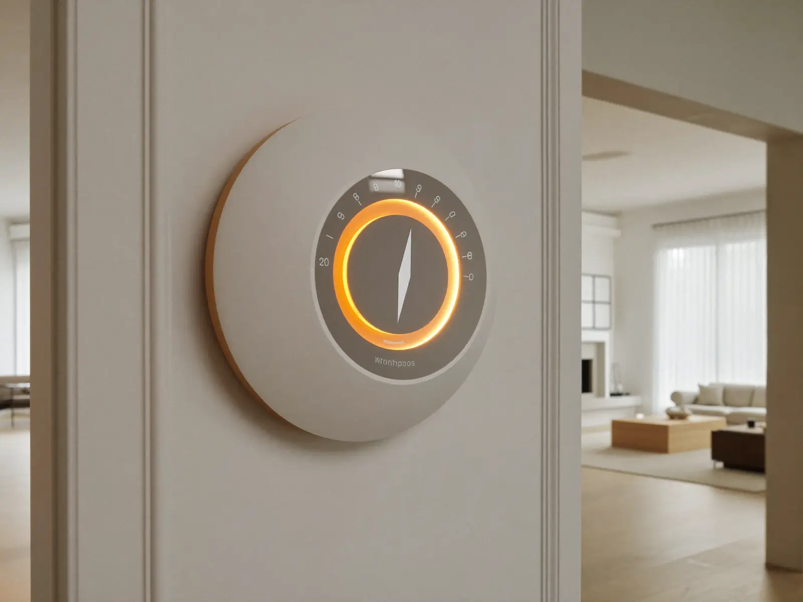 Smart thermostat mounted on a wall